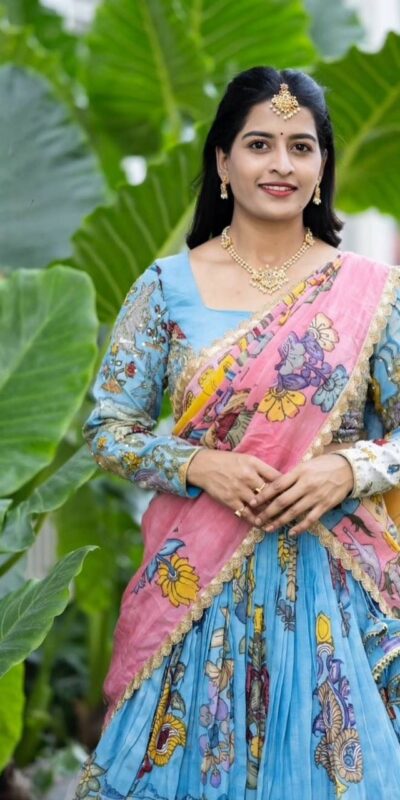 Aglow Blue Cotton Kalamkari Print Lehenga Choli | Lehenga, Bollywood Lehenga, Creative Lehenga, Designer Lehenga, Embroidered Lehenga, Party Wear Lehenga
