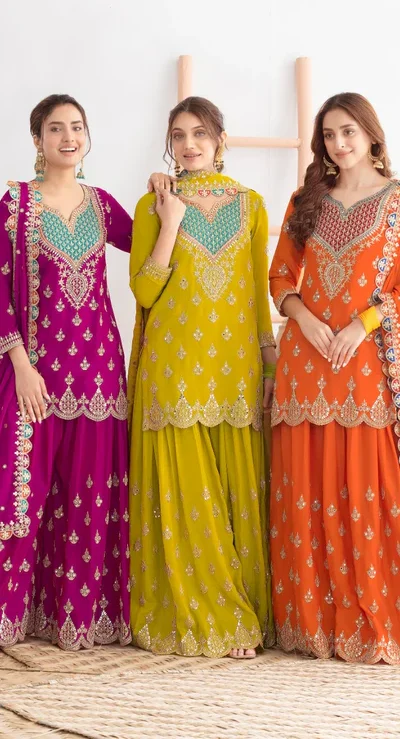 Aglow Green Chinon Embroider Work Salwar Suit | Jump Suits, Salwar suit, Casual Suits, Creative suits, Designer Suits, Palazzo Suits, Party Wear Suits, Patiala Suits, Straight Suits
