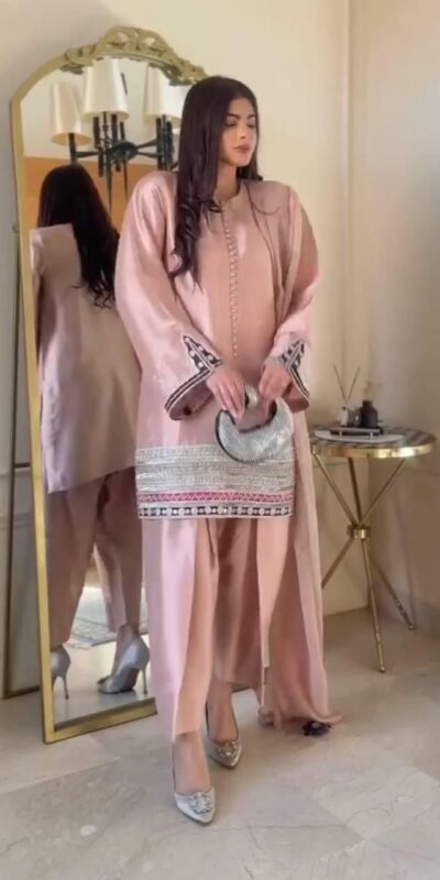 Aglow Light Pink Natural Crap Embroidery Work Salwar Suit | Jump Suits, Salwar suit, Casual Suits, Creative suits, Designer Suits, Palazzo Suits, Party Wear Suits, Patiala Suits, Straight Suits