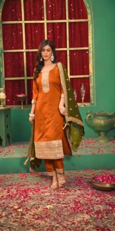 Angelic Orange Chinon Silk Embroider Work Salwar Suit | Jump Suits, Salwar suit, Casual Suits, Creative suits, Designer Suits, Palazzo Suits, Party Wear Suits, Patiala Suits, Straight Suits