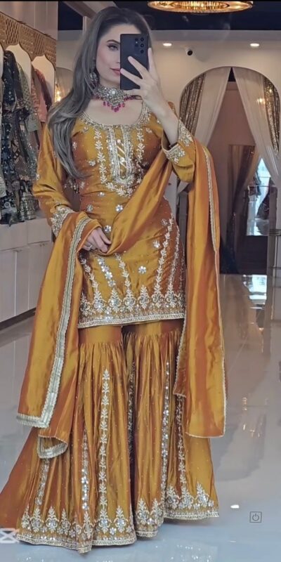 Angelic Yellow Chinon Silk Embroidery Work Salwar Suit | Jump Suits, Salwar suit, Casual Suits, Creative suits, Designer Suits, Palazzo Suits, Party Wear Suits, Patiala Suits, Straight Suits