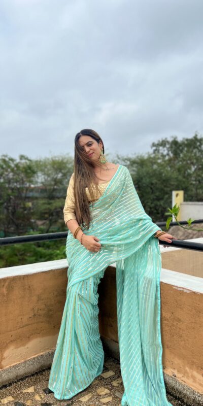 Aquamarine Georgette Embroidery Sequence Saree | Sarees, Bollywood Sarees, Creative Sarees, Designer Sarees, Embroidered Sarees, Ethnic Saree, Modern Digital sarees, Party Wear Sarees