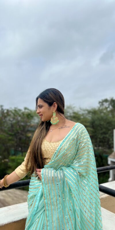 Aquamarine Georgette Embroidery Sequence Saree | Sarees, Bollywood Sarees, Creative Sarees, Designer Sarees, Embroidered Sarees, Ethnic Saree, Modern Digital sarees, Party Wear Sarees