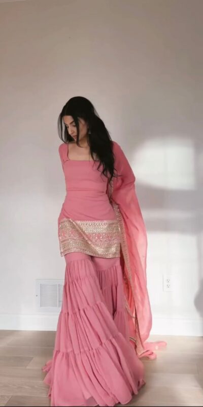 Baby Pink Faux Thread Work Georgette Salwar Suit | Jump Suits, Salwar suit, Casual Suits, Creative suits, Designer Suits, Palazzo Suits, Party Wear Suits, Patiala Suits, Straight Suits