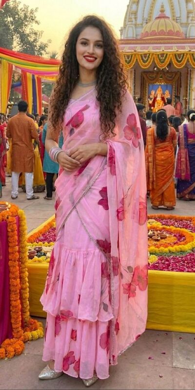 Baby Pink Premium Faux Georgette Digital Print Saree | Sarees, Bollywood Sarees, Creative Sarees, Designer Sarees, Embroidered Sarees, Ethnic Saree, Modern Digital sarees, Party Wear Sarees