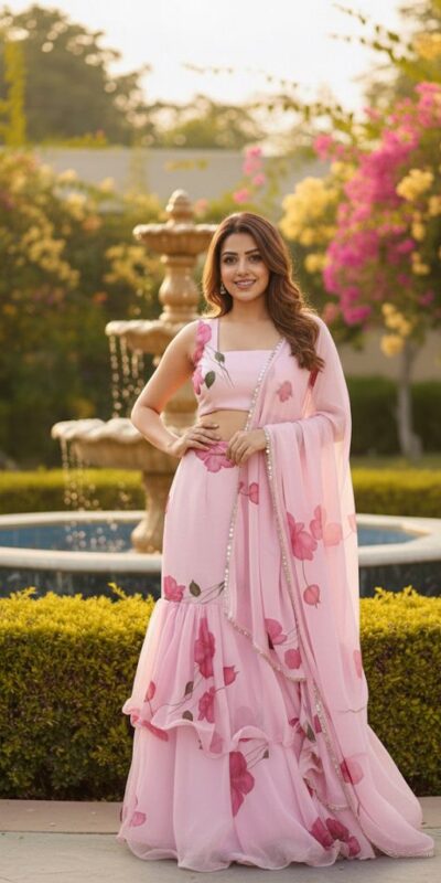 Baby Pink Premium Faux Georgette Digital Print Saree | Sarees, Bollywood Sarees, Creative Sarees, Designer Sarees, Embroidered Sarees, Ethnic Saree, Modern Digital sarees, Party Wear Sarees