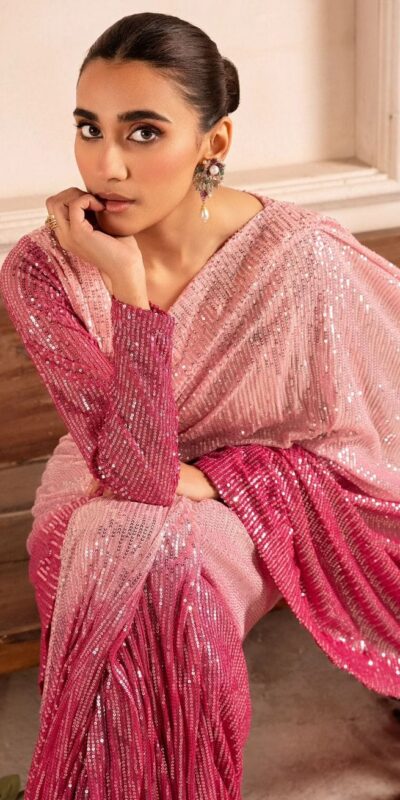 Baby Pink Sequin Embroidered Saree | Sarees, Bollywood Sarees, Creative Sarees, Designer Sarees, Embroidered Sarees, Ethnic Saree, Modern Digital sarees, Party Wear Sarees
