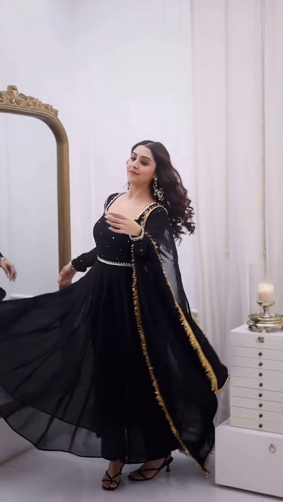 Black Faux Georgette Handwork Work Salwar Suit | Jump Suits, Salwar suit, Casual Suits, Creative suits, Designer Suits, Palazzo Suits, Party Wear Suits, Patiala Suits, Straight Suits