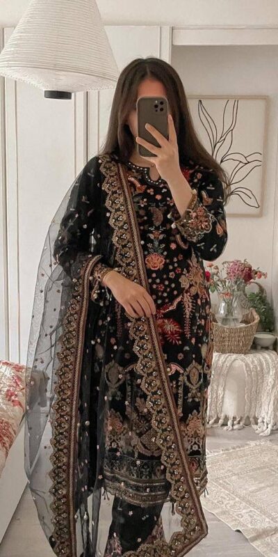 Black Faux Georgette With Sequence Work Salwar Suit | Jump Suits, Salwar suit, Casual Suits, Creative suits, Designer Suits, Palazzo Suits, Party Wear Suits, Patiala Suits, Straight Suits