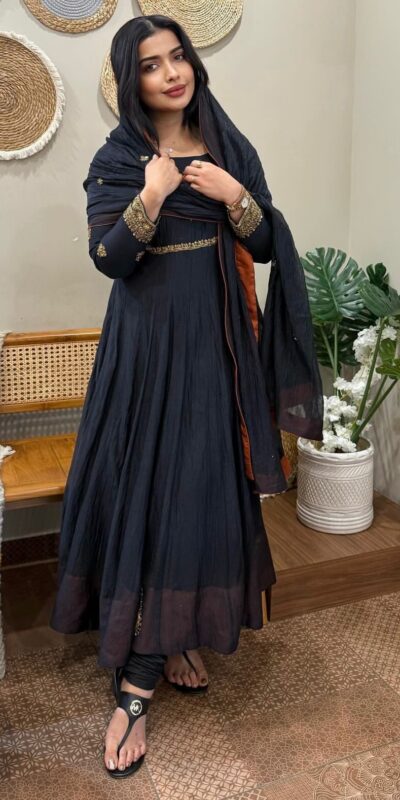 Black Fox Georgette With Embroidery Gown | Gowns, Bollywood Gowns, Creative Gowns, Designer Gowns, Embroidered Gowns, Party Wear Gowns