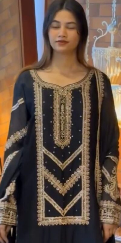 Black Georgette Embroidery Work Salwar Suit | Jump Suits, Salwar suit, Casual Suits, Creative suits, Designer Suits, Palazzo Suits, Party Wear Suits, Patiala Suits, Straight Suits