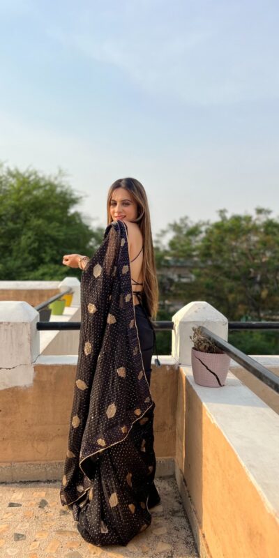 Black Georgette Sequence Lace Border Work Saree | Sarees, Bollywood Sarees, Creative Sarees, Designer Sarees, Embroidered Sarees, Ethnic Saree, Modern Digital sarees, Party Wear Sarees