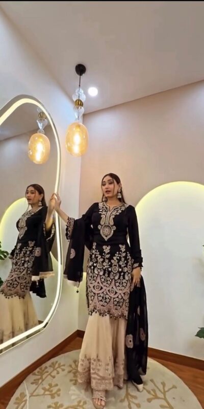 Black Georgette Sequence Work Salwar Suit | Jump Suits, Tops & Bottoms, Track Suits, Salwar suit, Casual Suits, Creative suits, Designer Suits, Palazzo Suits, Party Wear Suits, Patiala Suits, Straight Suits, Trendy Wear