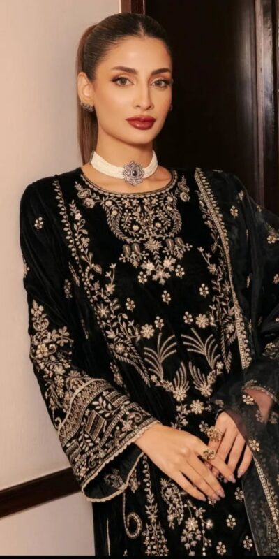 Black Korean Satin Silk Embroidery Work Salwar Suit | Jump Suits, Salwar suit, Casual Suits, Creative suits, Designer Suits, Palazzo Suits, Party Wear Suits, Patiala Suits, Straight Suits