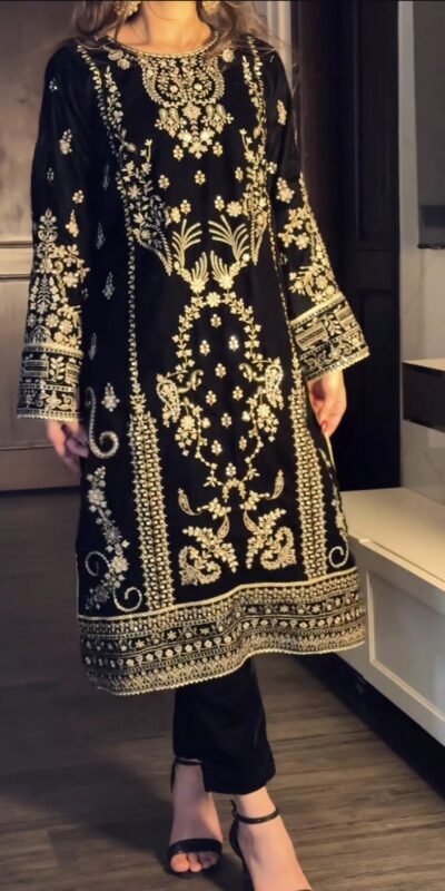 Black Korean Satin Silk Embroidery Work Salwar Suit | Jump Suits, Salwar suit, Casual Suits, Creative suits, Designer Suits, Palazzo Suits, Party Wear Suits, Patiala Suits, Straight Suits
