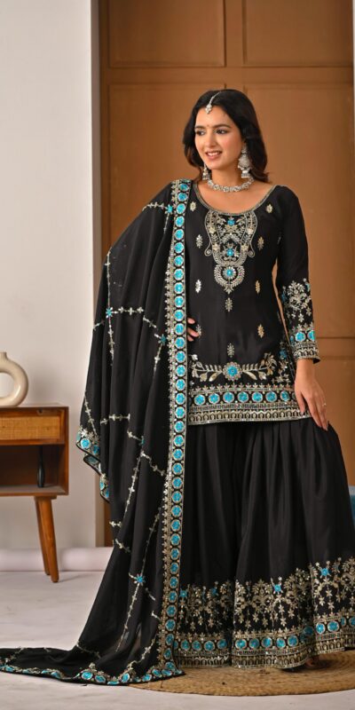 Black NC Vichitra Silk Embroidery Work Salwar Suit | Jump Suits, Salwar suit, Casual Suits, Creative suits, Designer Suits, Palazzo Suits, Party Wear Suits, Patiala Suits, Straight Suits