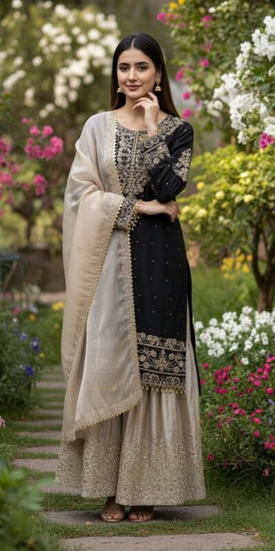 Black Organza Silk Embroidery Lace Work Salwar Suit | Jump Suits, Salwar suit, Casual Suits, Creative suits, Designer Suits, Palazzo Suits, Party Wear Suits, Patiala Suits, Straight Suits