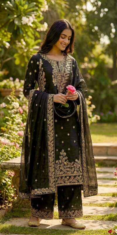 Black Organza Silk With Sequence Work Salwar Suit | Jump Suits, Salwar suit, Casual Suits, Creative suits, Designer Suits, Palazzo Suits, Party Wear Suits, Patiala Suits, Straight Suits
