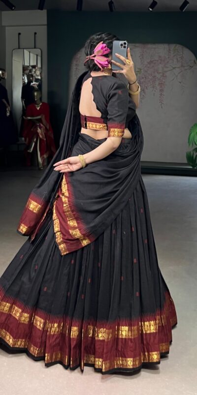 Black Pure Chanderi Zari Work Lehenga Choli | Lehenga, Bollywood Lehenga, Creative Lehenga, Designer Lehenga, Embroidered Lehenga, Party Wear Lehenga