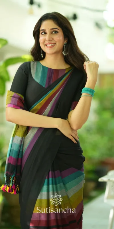Black Soft Cotton With Digital Print Saree | Sarees, Bollywood Sarees, Creative Sarees, Designer Sarees, Embroidered Sarees, Ethnic Saree, Modern Digital sarees, Party Wear Sarees
