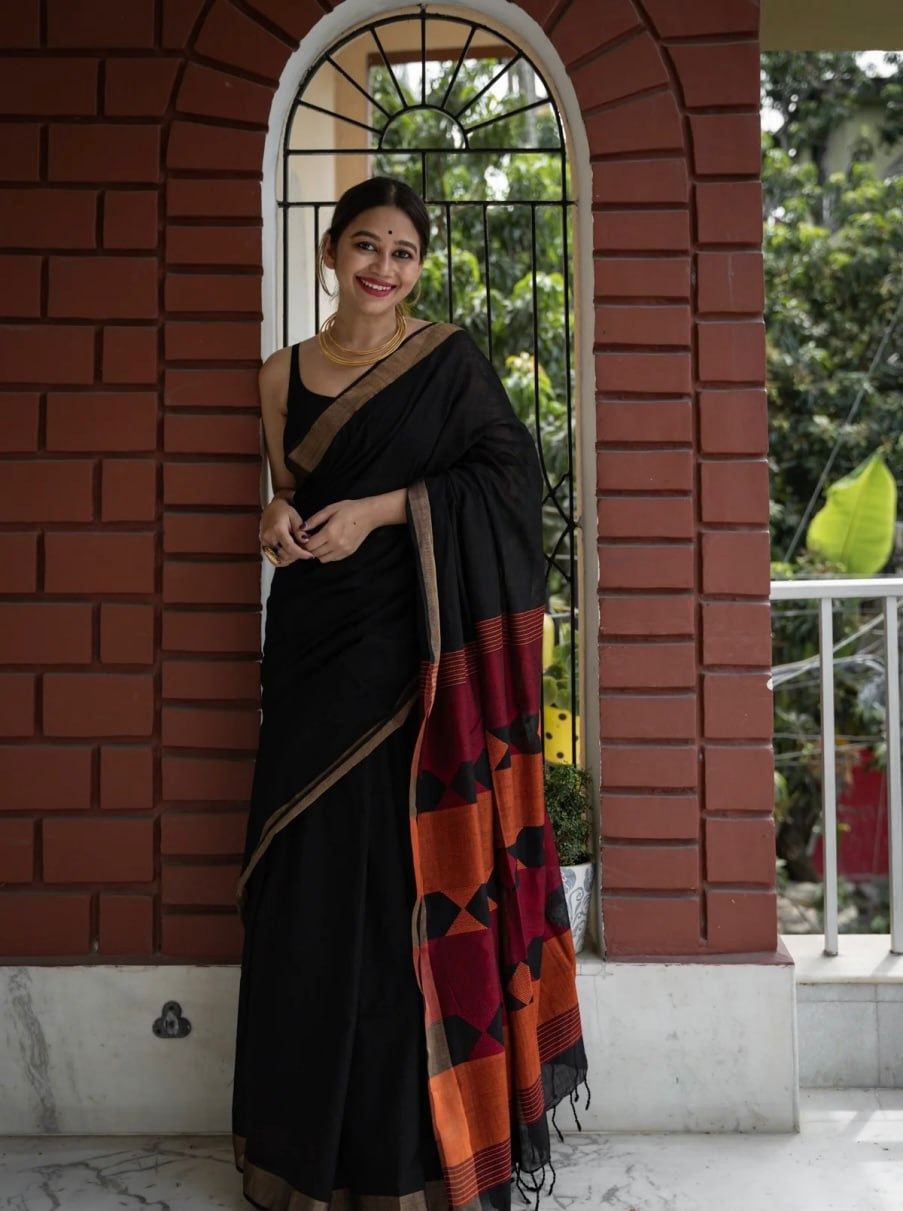 Black Soft Lilan Slab Border Work Saree | Sarees, Bollywood Sarees, Creative Sarees, Designer Sarees, Embroidered Sarees, Ethnic Saree, Modern Digital sarees, Party Wear Sarees