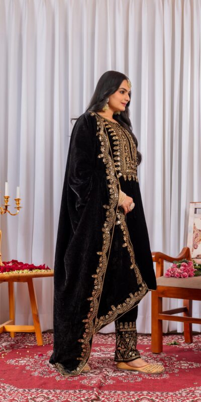 Black Velvet Sequence 5 mm Work Salwar Suit | Jump Suits, Salwar suit, Casual Suits, Creative suits, Designer Suits, Palazzo Suits, Party Wear Suits, Patiala Suits, Straight Suits