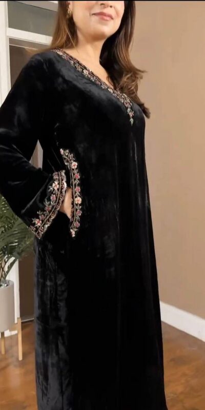 Black Viscose Velvet Thread Work Salwar Suit | Jump Suits, Salwar suit, Casual Suits, Creative suits, Designer Suits, Palazzo Suits, Party Wear Suits, Patiala Suits, Straight Suits