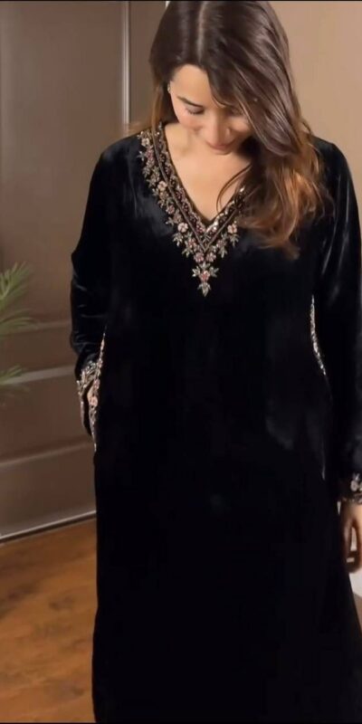 Black Viscose Velvet Thread Work Salwar Suit | Jump Suits, Salwar suit, Casual Suits, Creative suits, Designer Suits, Palazzo Suits, Party Wear Suits, Patiala Suits, Straight Suits