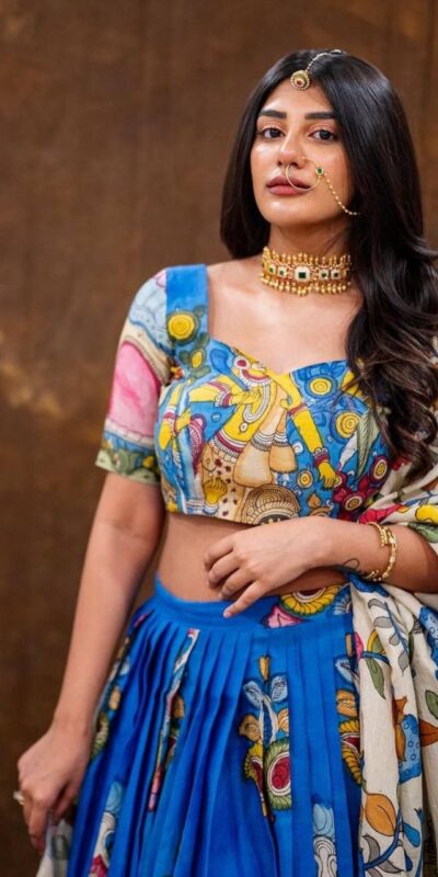 Blue Chent Crep Kalamkari Print Work Lehenga Choli | Lehenga, Bollywood Lehenga, Creative Lehenga, Designer Lehenga, Embroidered Lehenga, Party Wear Lehenga