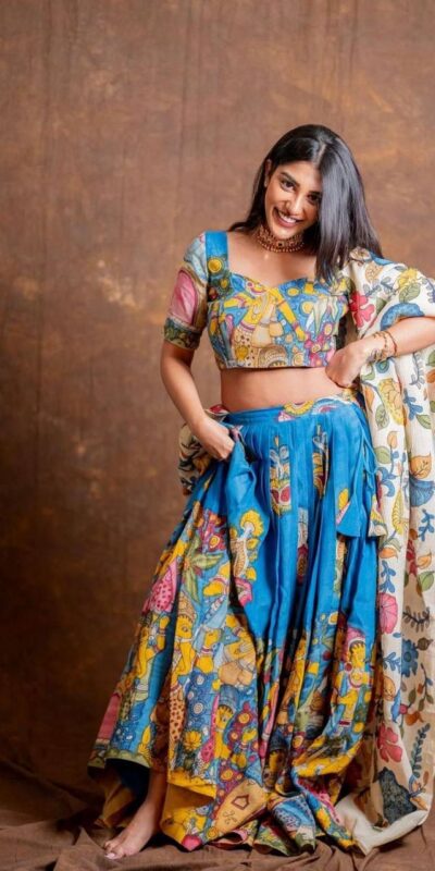 Blue Chent Crep Kalamkari Print Work Lehenga Choli | Lehenga, Bollywood Lehenga, Creative Lehenga, Designer Lehenga, Embroidered Lehenga, Party Wear Lehenga