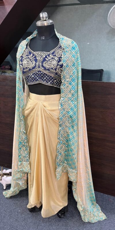 Blue Chinon Silk Embroidery Sequins Work Dhoti Suit | Jump Suits, Salwar suit, Casual Suits, Creative suits, Designer Suits, Palazzo Suits, Party Wear Suits, Patiala Suits, Straight Suits