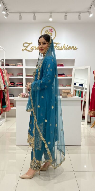 Blue Chinon With Embroidery Work Salwar Suit | Jump Suits, Salwar suit, Casual Suits, Creative suits, Designer Suits, Palazzo Suits, Party Wear Suits, Patiala Suits, Straight Suits