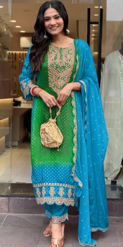 Blue Chinoon Silk Embroidery Work Salwar Suit | Jump Suits, Tops & Bottoms, Track Suits, Salwar suit, Casual Suits, Creative suits, Designer Suits, Palazzo Suits, Party Wear Suits, Patiala Suits, Straight Suits, Trendy Wear