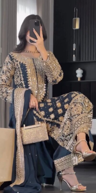 Blue Faux Georgette Embroidery Salwar Suit | Jump Suits, Salwar suit, Casual Suits, Creative suits, Designer Suits, Palazzo Suits, Party Wear Suits, Patiala Suits, Straight Suits