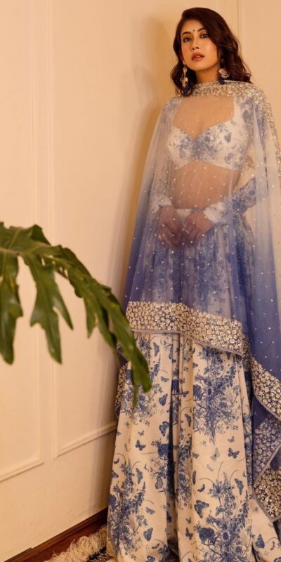 Blue Georgette With Thread Embroider Lehenga Choli | Lehenga, Bollywood Lehenga, Creative Lehenga, Designer Lehenga, Embroidered Lehenga, Party Wear Lehenga
