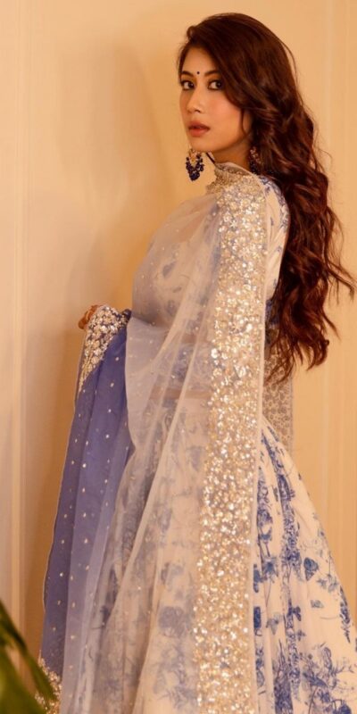 Blue Georgette With Thread Embroider Lehenga Choli | Lehenga, Bollywood Lehenga, Creative Lehenga, Designer Lehenga, Embroidered Lehenga, Party Wear Lehenga