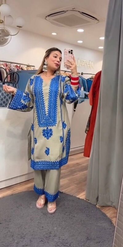 Blue Jam Cotton Embroidery Work Salwar Suit | Jump Suits, Salwar suit, Casual Suits, Creative suits, Designer Suits, Palazzo Suits, Party Wear Suits, Patiala Suits, Straight Suits