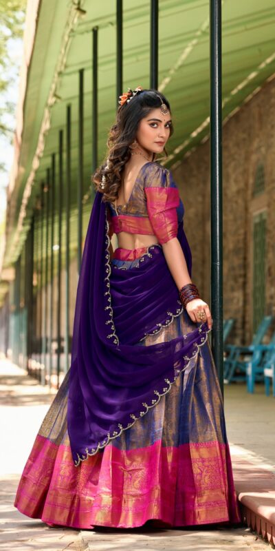 Blue Kanjivaram Weaving Lehenga Choli | Lehenga, Bollywood Lehenga, Creative Lehenga, Designer Lehenga, Embroidered Lehenga, Party Wear Lehenga