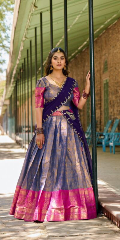 Blue Kanjivaram Weaving Lehenga Choli | Lehenga, Bollywood Lehenga, Creative Lehenga, Designer Lehenga, Embroidered Lehenga, Party Wear Lehenga