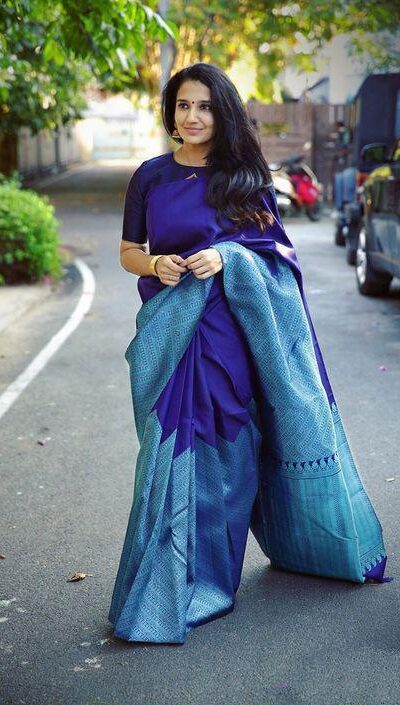 Blue Lichi Silk Lace Border Work Saree | Sarees, Bollywood Sarees, Creative Sarees, Designer Sarees, Embroidered Sarees, Ethnic Saree, Modern Digital sarees, Party Wear Sarees
