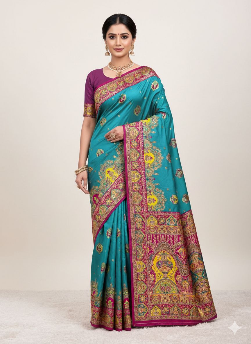 Blue Paithani Silk Border Lace Work Saree | Sarees, Bollywood Sarees, Creative Sarees, Designer Sarees, Embroidered Sarees, Ethnic Saree, Modern Digital sarees, Party Wear Sarees