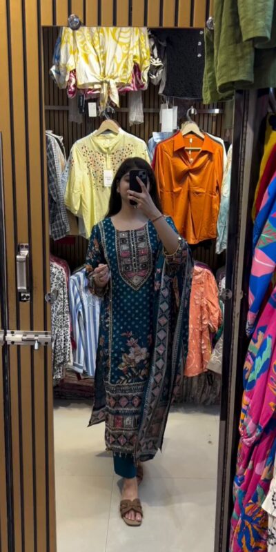 Blue Printed Chinon Lace Mirror Work Salwar Suit | Jump Suits, Salwar suit, Casual Suits, Creative suits, Designer Suits, Palazzo Suits, Party Wear Suits, Patiala Suits, Straight Suits