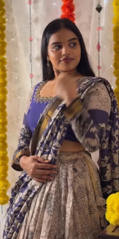 Blue Rion Cotton Kalamkari Print Lehenga Choli | Lehenga, Bollywood Lehenga, Creative Lehenga, Designer Lehenga, Embroidered Lehenga, Party Wear Lehenga