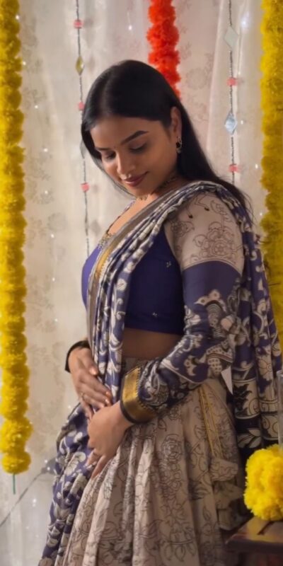 Blue Rion Cotton Kalamkari Print Lehenga Choli | Lehenga, Bollywood Lehenga, Creative Lehenga, Designer Lehenga, Embroidered Lehenga, Party Wear Lehenga