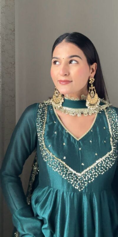 Blue Star Georgette Embroidery Work Anarkali Gown | Gowns, Bollywood Gowns, Creative Gowns, Designer Gowns, Embroidered Gowns, Party Wear Gowns