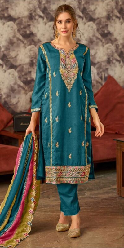 Blue Vichitra Embroidery Codding Sequence Salwar Suit | Salwar suit, Casual Suits, Creative suits, Designer Suits, Palazzo Suits, Party Wear Suits, Patiala Suits, Straight Suits