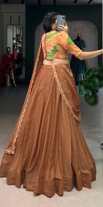 Brown Chocolate Crush Embroidery Work Lehenga Choli | Lehenga, Bollywood Lehenga, Creative Lehenga, Designer Lehenga, Embroidered Lehenga, Party Wear Lehenga