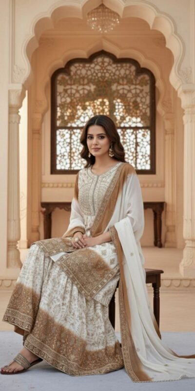 Brown Dual Star Georgette Embroider Work Salwar Suit | Jump Suits, Salwar suit, Casual Suits, Creative suits, Designer Suits, Palazzo Suits, Party Wear Suits, Patiala Suits, Straight Suits