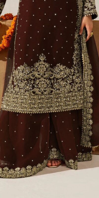Brown Faux Georgette Lace Work Salwar Suit | Jump Suits, Salwar suit, Casual Suits, Creative suits, Designer Suits, Palazzo Suits, Party Wear Suits, Patiala Suits, Straight Suits