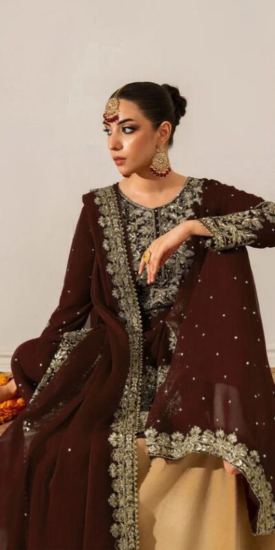 Brown Faux Georgette Lace Work Salwar Suit | Jump Suits, Salwar suit, Casual Suits, Creative suits, Designer Suits, Palazzo Suits, Party Wear Suits, Patiala Suits, Straight Suits
